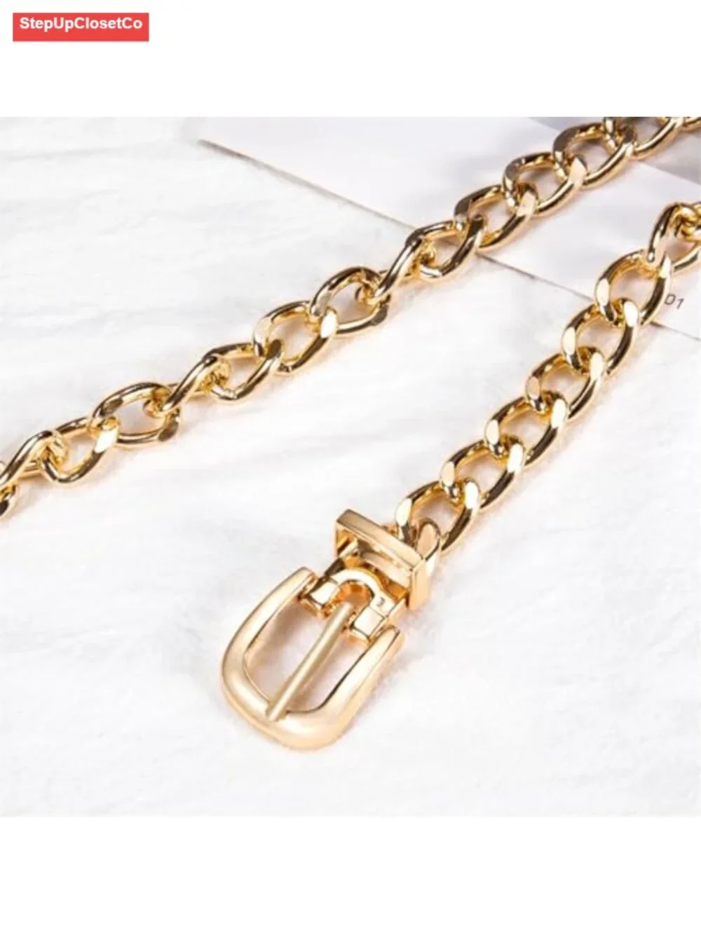 Gold Chain Waist Belt with Lobster Clasp - Adjustable 41.5 inches, Alloy Metal